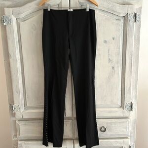 Vintage Vertigo Paris black trousers with bra-clasp hook-eye detailing on leg